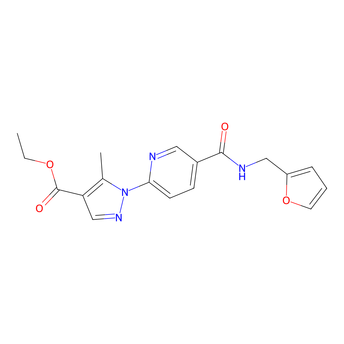 ethyl 1-(5-((furan-2-ylmethyl)carbamoyl)pyridin-2-yl)-5-methyl-1H-pyrazole-4-carboxylate molecular structure, CAS 1251704-76-3