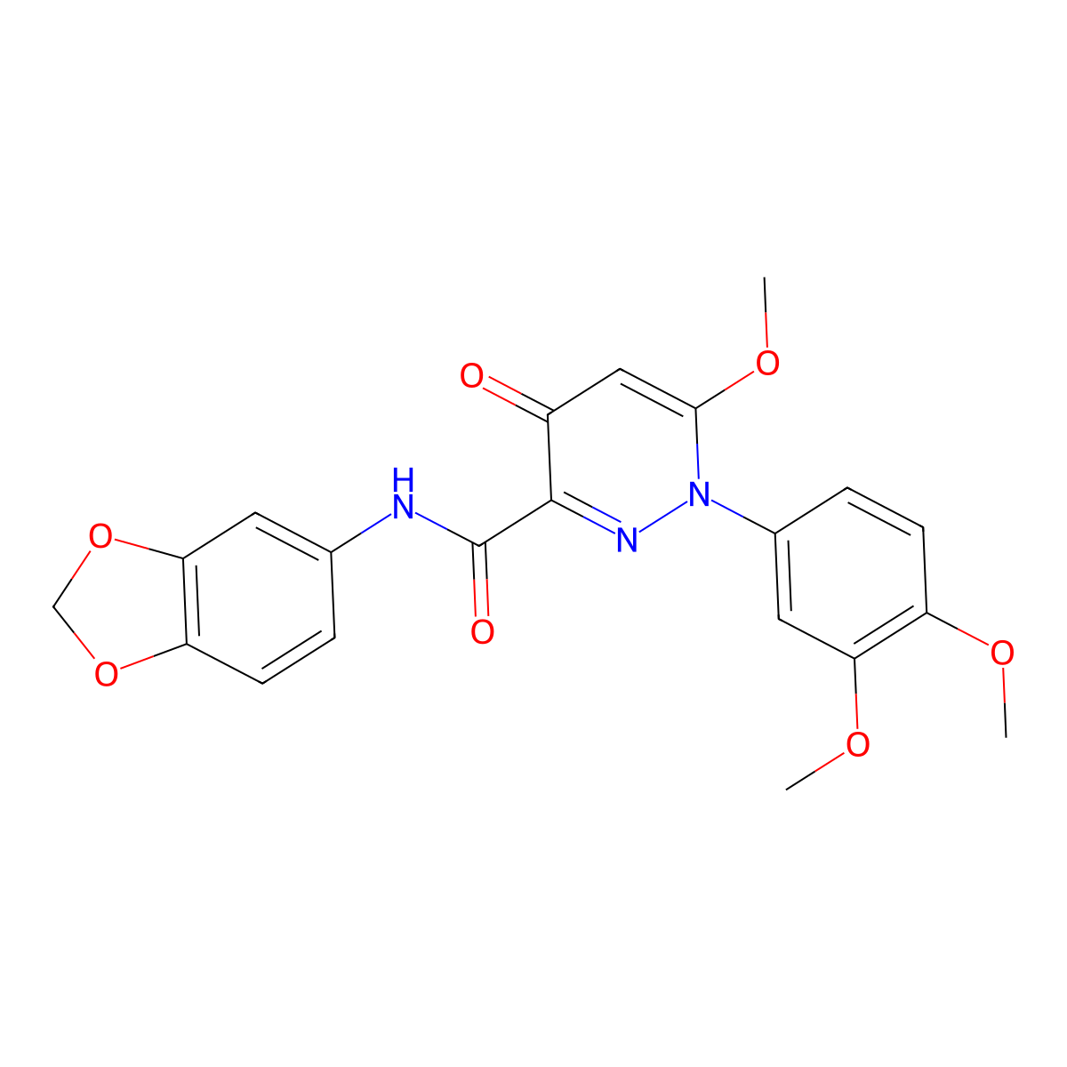 N-(2H-1,3-benzodioxol-5-yl)-1-(3,4-dimethoxyphenyl)-6-methoxy-4-oxo-1,4-dihydropyridazine-3-carboxamide molecular structure, CAS 1251704-80-9