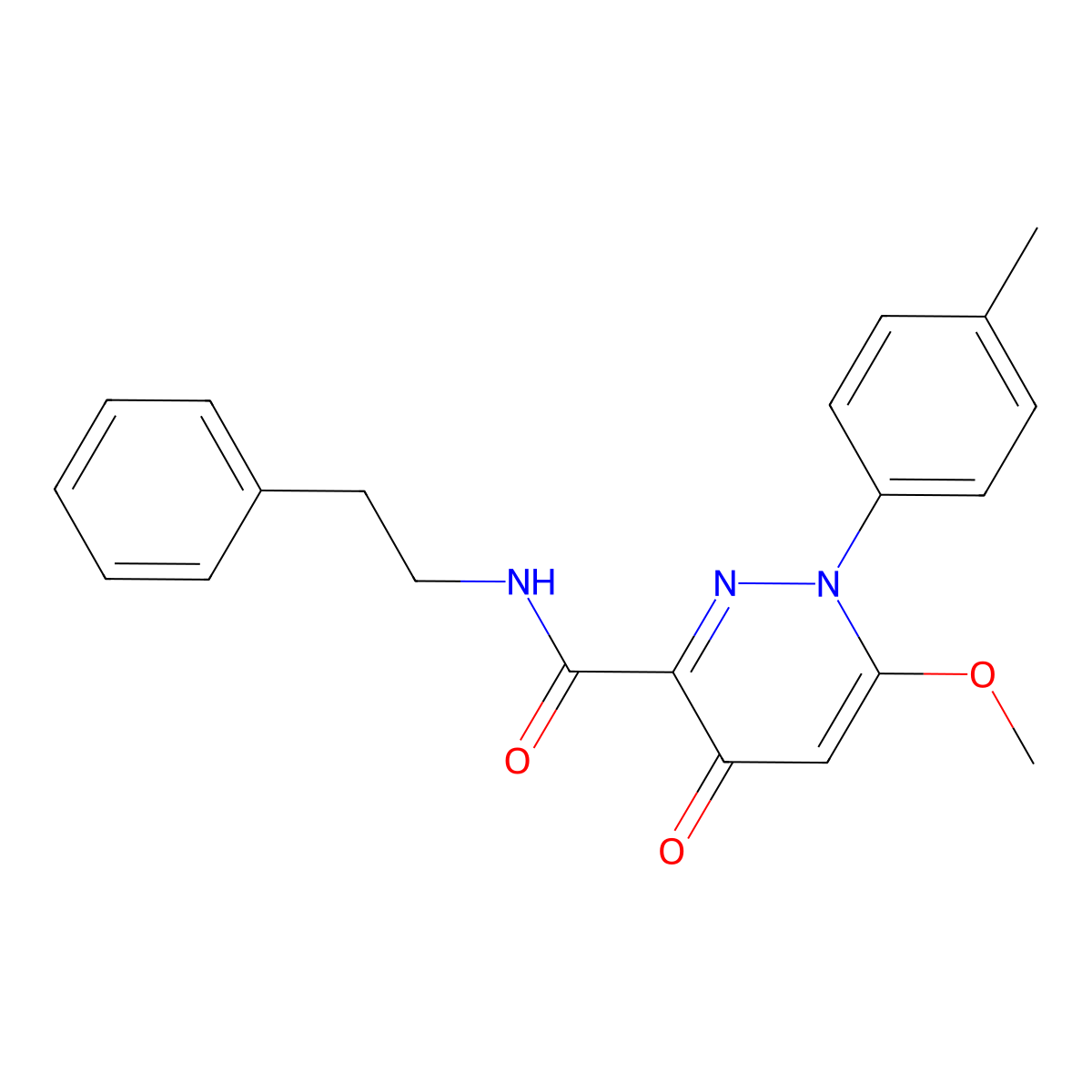 6-methoxy-1-(4-methylphenyl)-4-oxo-N-(2-phenylethyl)-1,4-dihydropyridazine-3-carboxamide molecular structure, CAS 1251704-81-0