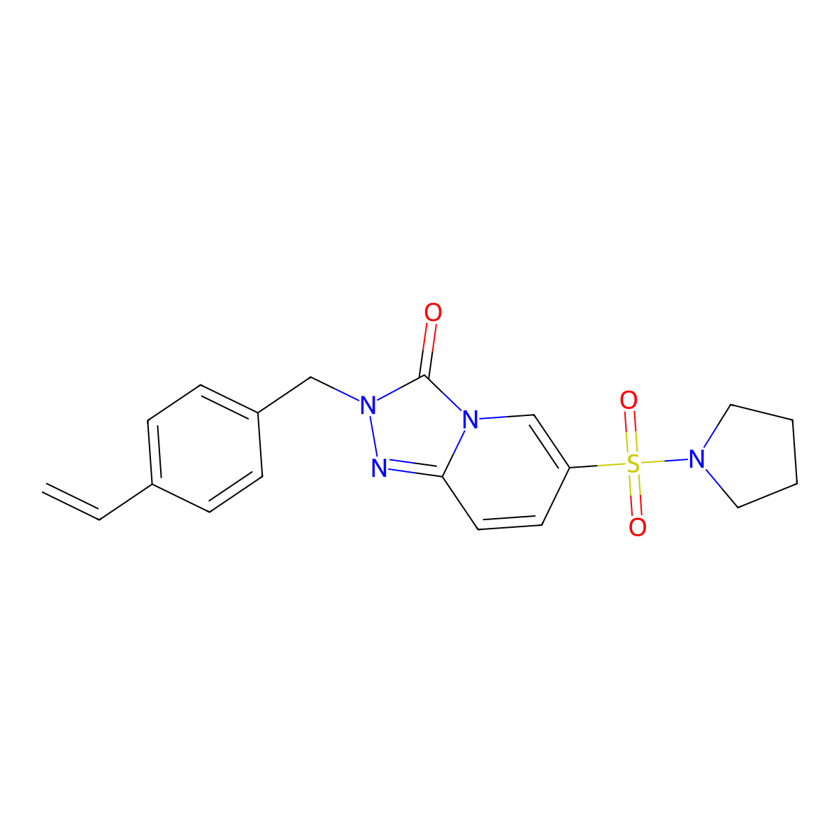 6-(pyrrolidin-1-ylsulfonyl)-2-(4-vinylbenzyl)[1,2,4]triazolo[4,3-a]pyridin-3(2H)-one molecular structure, CAS 1251704-86-5