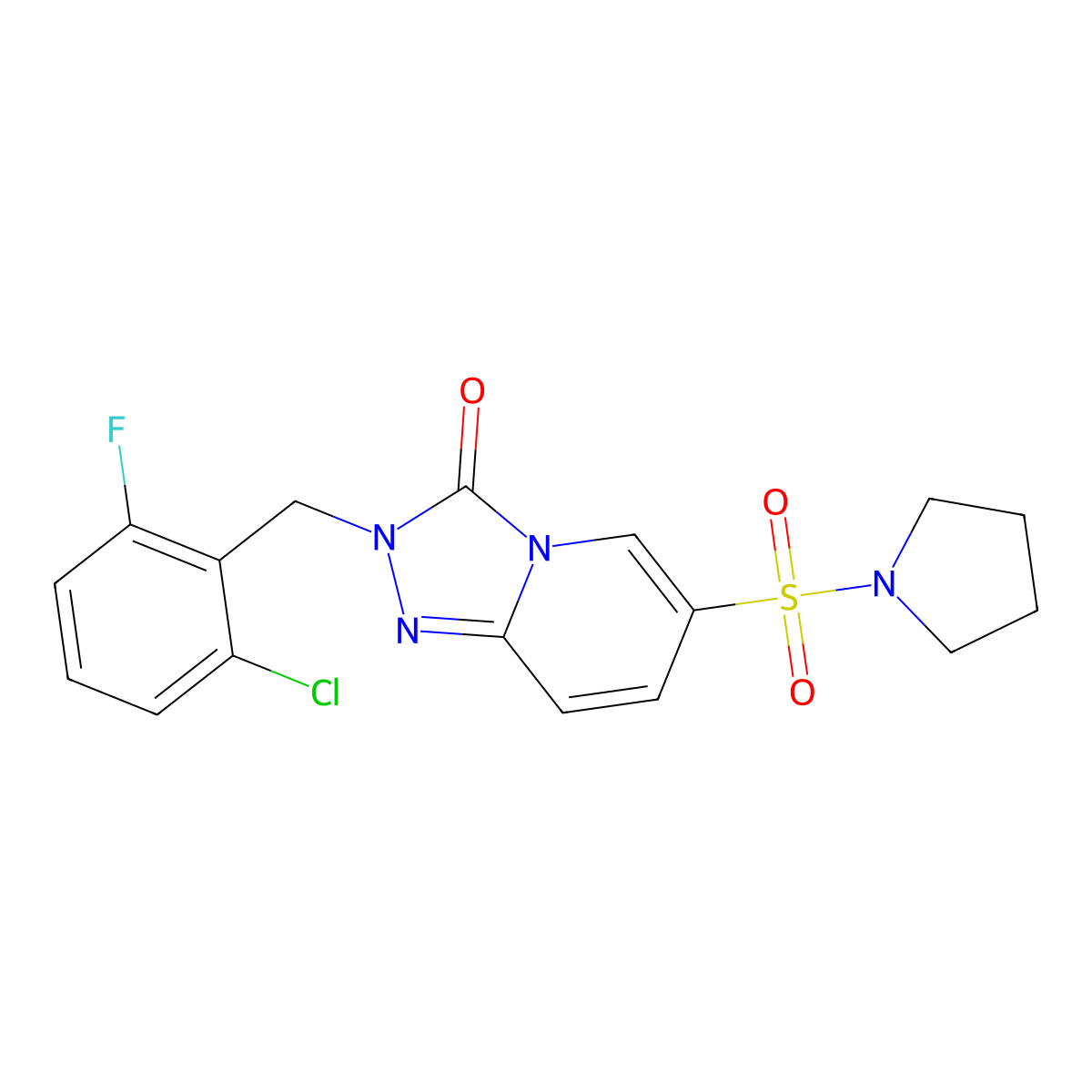 2-[(2-chloro-6-fluorophenyl)methyl]-6-(pyrrolidine-1-sulfonyl)-2H,3H-[1,2,4]triazolo[4,3-a]pyridin-3-one molecular structure, CAS 1251704-87-6