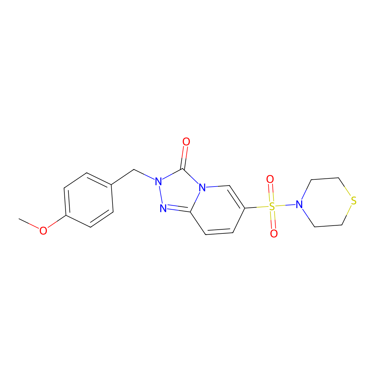 2-(4-methoxybenzyl)-6-(thiomorpholinosulfonyl)-[1,2,4]triazolo[4,3-a]pyridin-3(2H)-one molecular structure, CAS 1251704-95-6