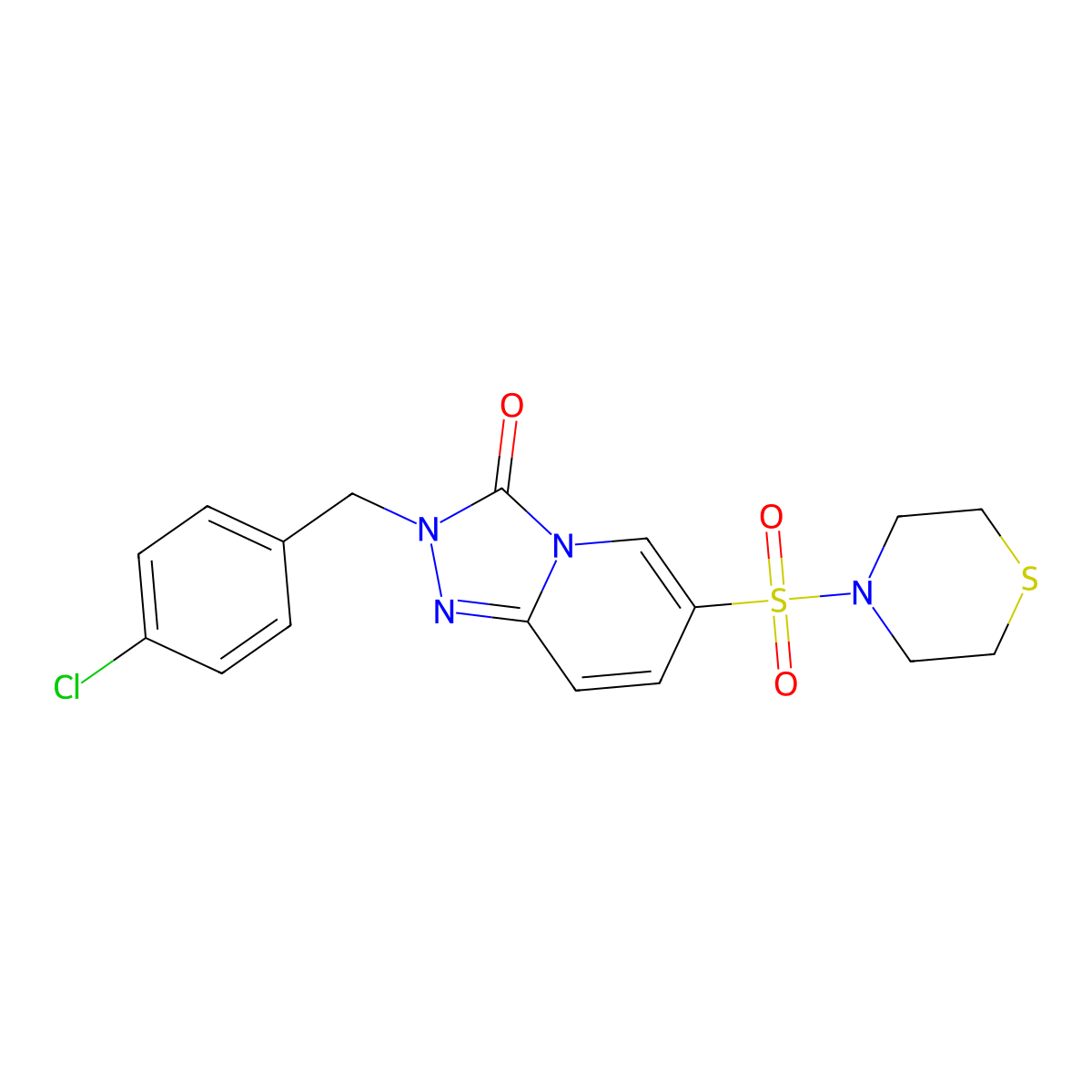 2-(4-chlorobenzyl)-6-(thiomorpholinosulfonyl)-[1,2,4]triazolo[4,3-a]pyridin-3(2H)-one molecular structure, CAS 1251704-96-7