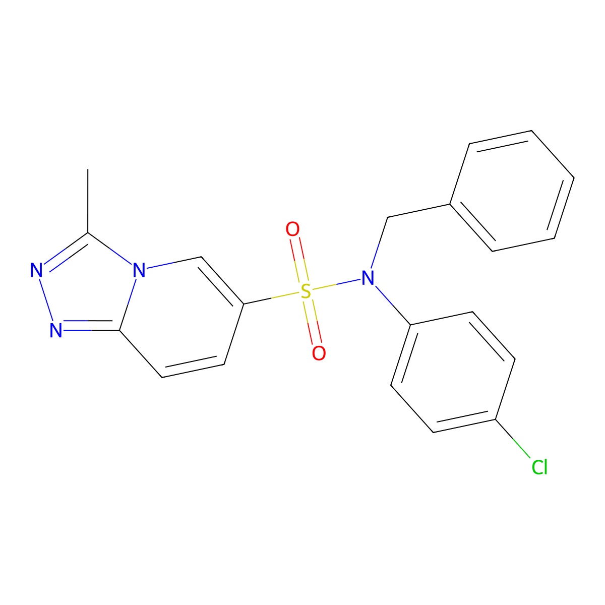 N-benzyl-N-(4-chlorophenyl)-3-methyl-[1,2,4]triazolo[4,3-a]pyridine-6-sulfonamide molecular structure, CAS 1251705-05-1