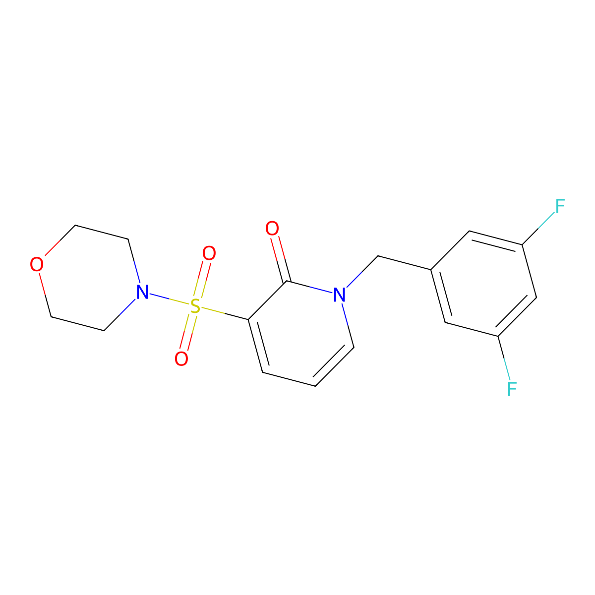 1-(3,5-difluorobenzyl)-3-(morpholinosulfonyl)pyridin-2(1H)-one molecular structure, CAS 1251705-10-8