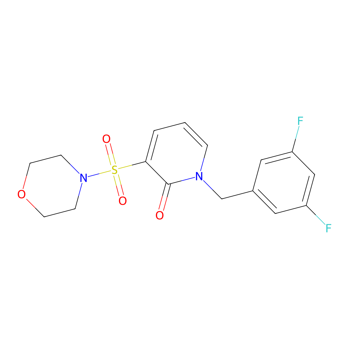 1-(3,5-difluorobenzyl)-3-(morpholinosulfonyl)pyridin-2(1H)-one molecular structure, CAS 1251705-10-8
