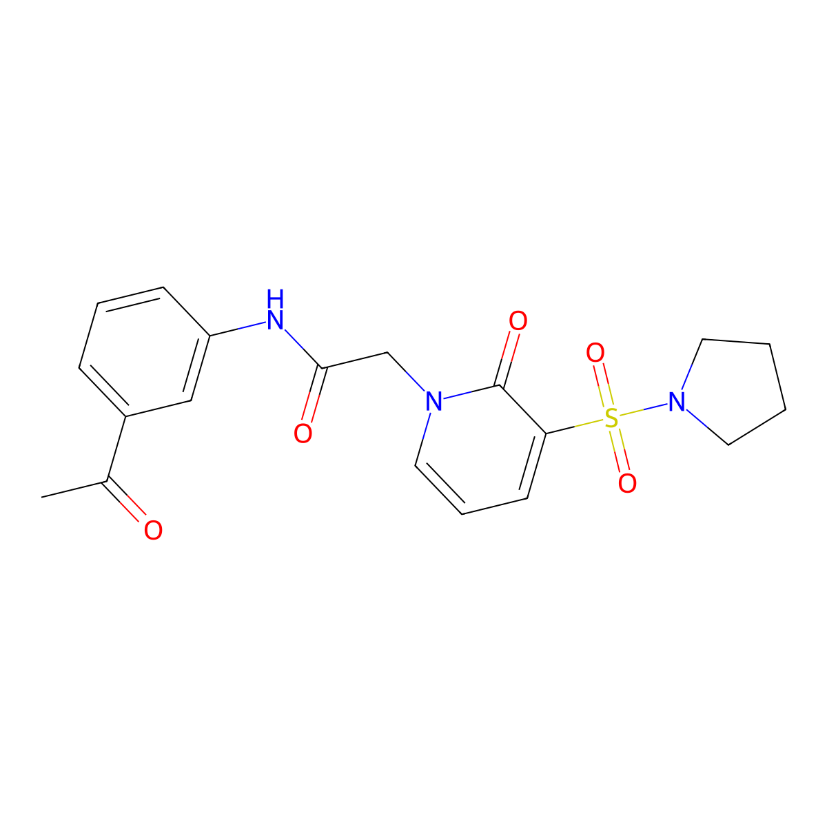N-(3-acetylphenyl)-2-(2-oxo-3-(pyrrolidin-1-ylsulfonyl)pyridin-1(2H)-yl)acetamide molecular structure, CAS 1251705-12-0