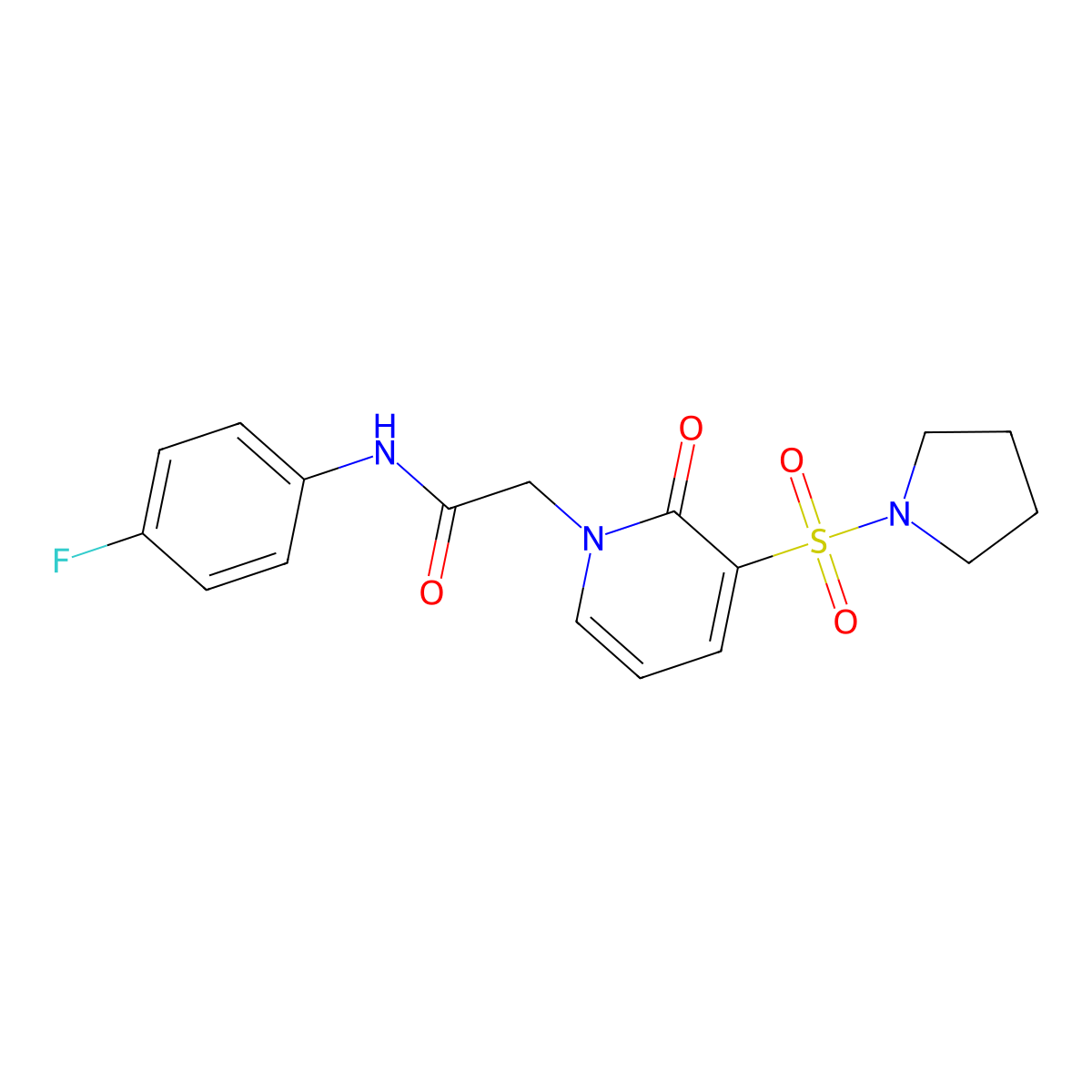 N-(4-fluorophenyl)-2-(2-oxo-3-(pyrrolidin-1-ylsulfonyl)pyridin-1(2H)-yl)acetamide molecular structure, CAS 1251705-13-1