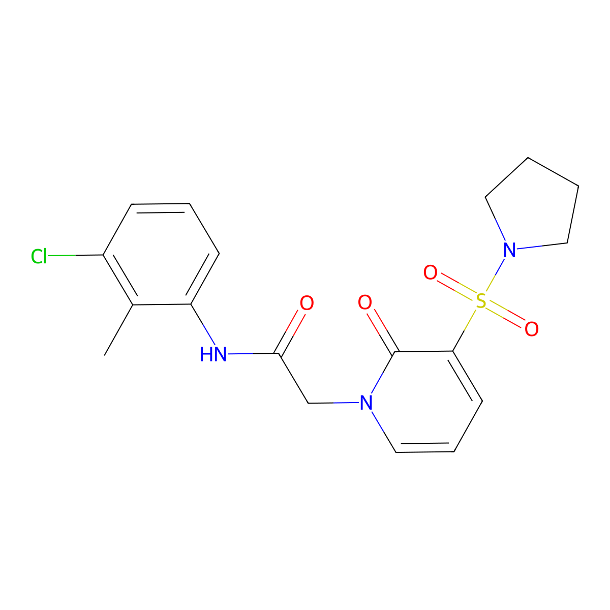 N-(3-chloro-2-methylphenyl)-2-[2-oxo-3-(pyrrolidin-1-ylsulfonyl)pyridin-1(2H)-yl]acetamide molecular structure, CAS 1251705-15-3