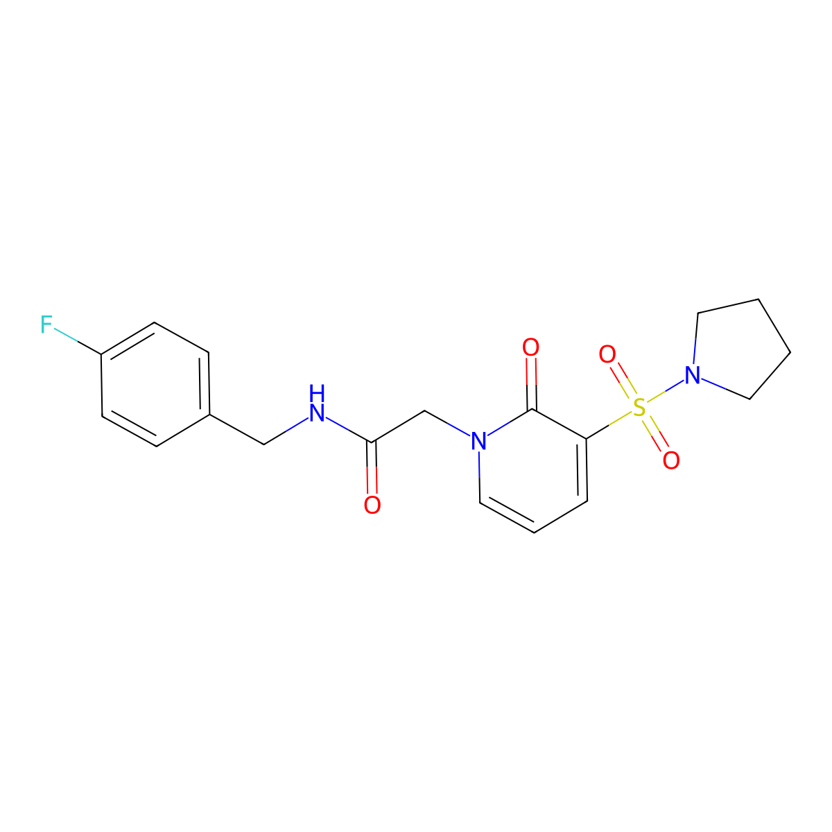 N-(4-fluorobenzyl)-2-(2-oxo-3-(pyrrolidin-1-ylsulfonyl)pyridin-1(2H)-yl)acetamide molecular structure, CAS 1251705-16-4