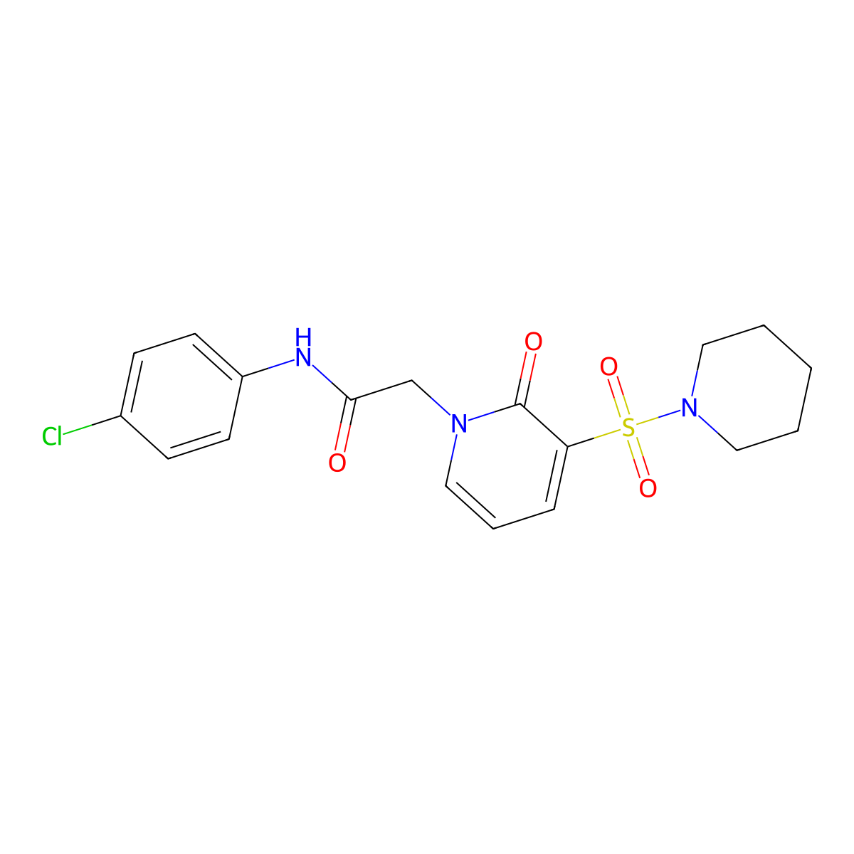 N-(4-chlorophenyl)-2-(2-oxo-3-(piperidin-1-ylsulfonyl)pyridin-1(2H)-yl)acetamide molecular structure, CAS 1251705-17-5