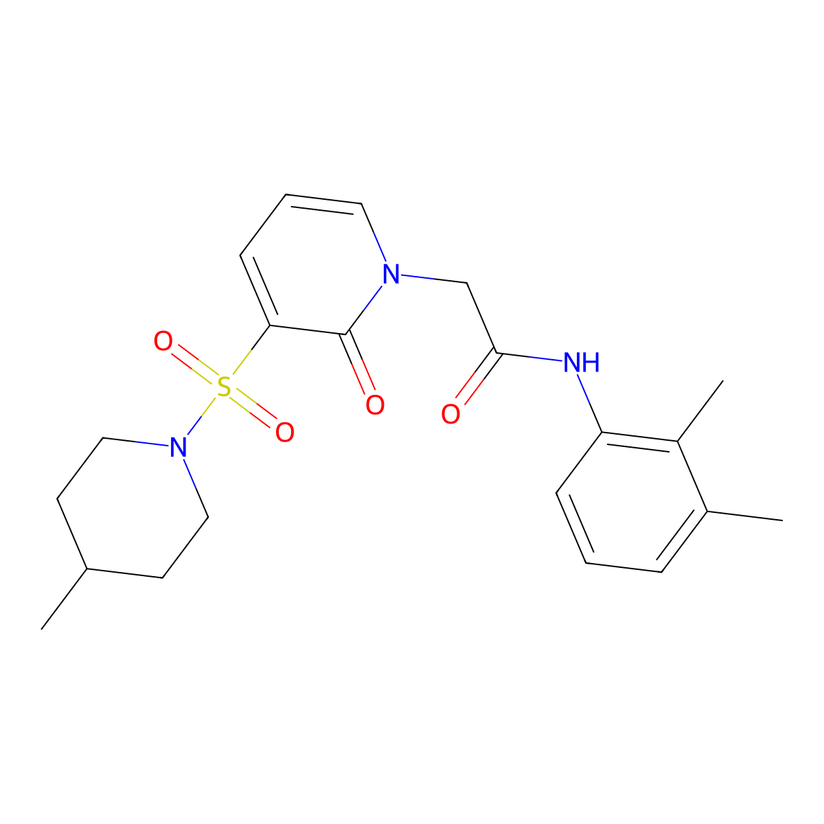 N-(2,3-dimethylphenyl)-2-(3-((4-methylpiperidin-1-yl)sulfonyl)-2-oxopyridin-1(2H)-yl)acetamide molecular structure, CAS 1251705-19-7