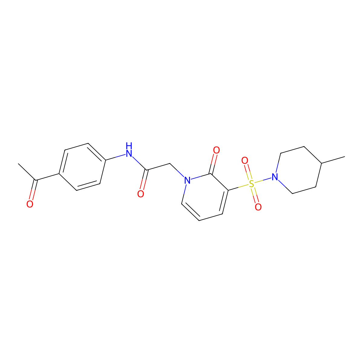 N-(4-acetylphenyl)-2-(3-((4-methylpiperidin-1-yl)sulfonyl)-2-oxopyridin-1(2H)-yl)acetamide molecular structure, CAS 1251705-20-0