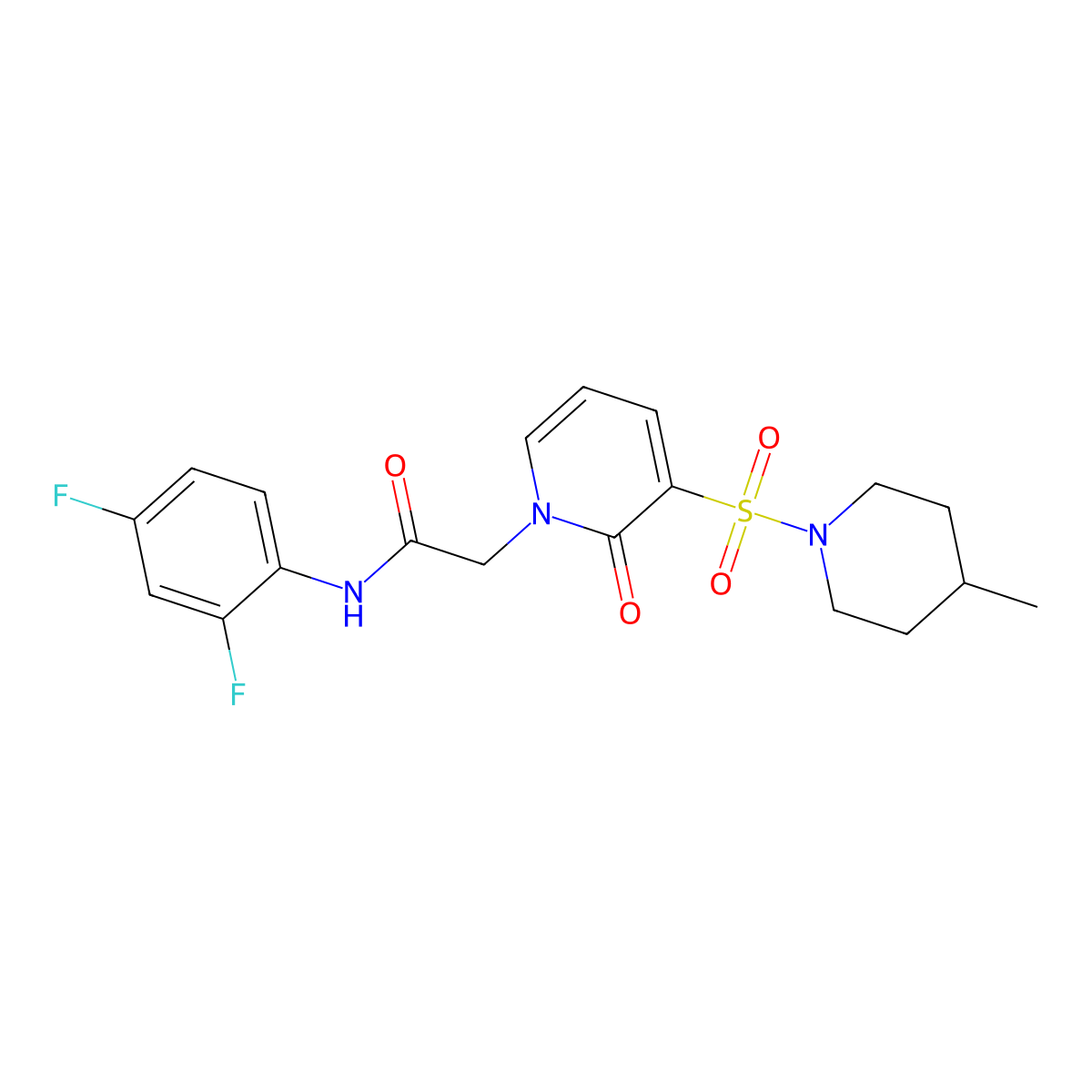 N-(2,4-difluorophenyl)-2-(3-((4-methylpiperidin-1-yl)sulfonyl)-2-oxopyridin-1(2H)-yl)acetamide molecular structure, CAS 1251705-21-1