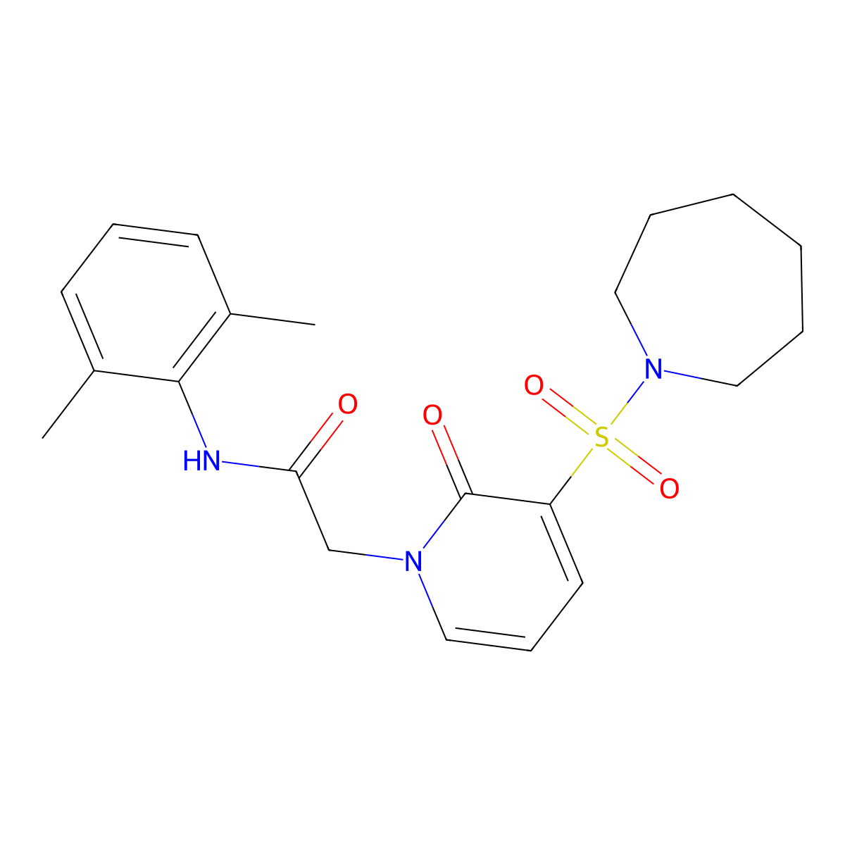 2-(3-(azepan-1-ylsulfonyl)-2-oxopyridin-1(2H)-yl)-N-(2,6-dimethylphenyl)acetamide molecular structure, CAS 1251705-22-2