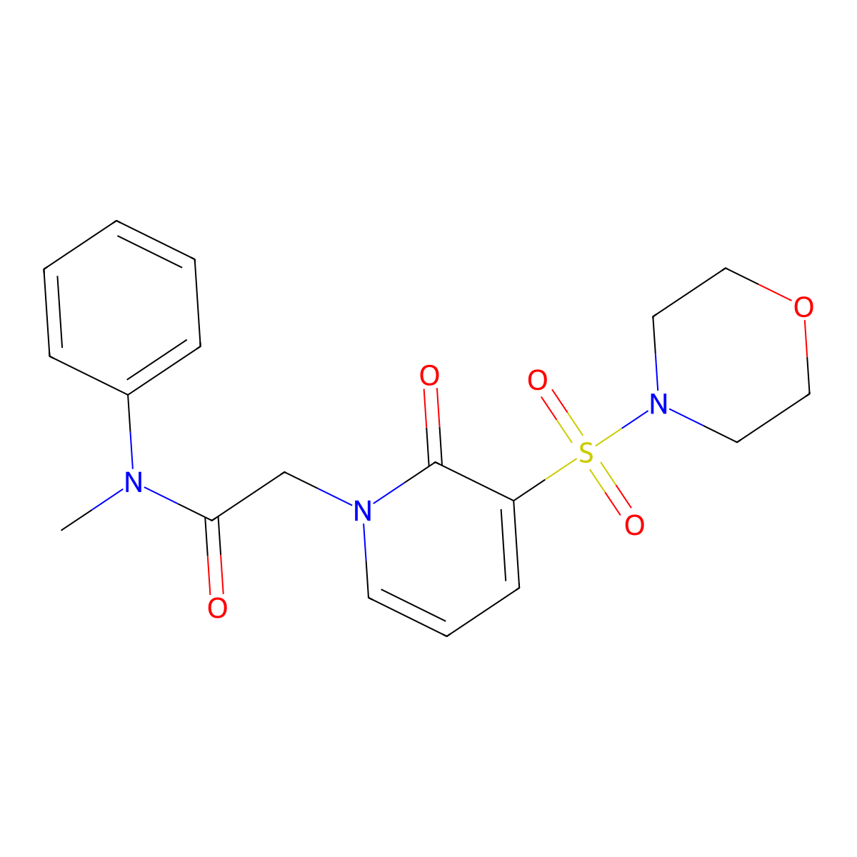 N-methyl-2-(3-(morpholinosulfonyl)-2-oxopyridin-1(2H)-yl)-N-phenylacetamide molecular structure, CAS 1251705-25-5