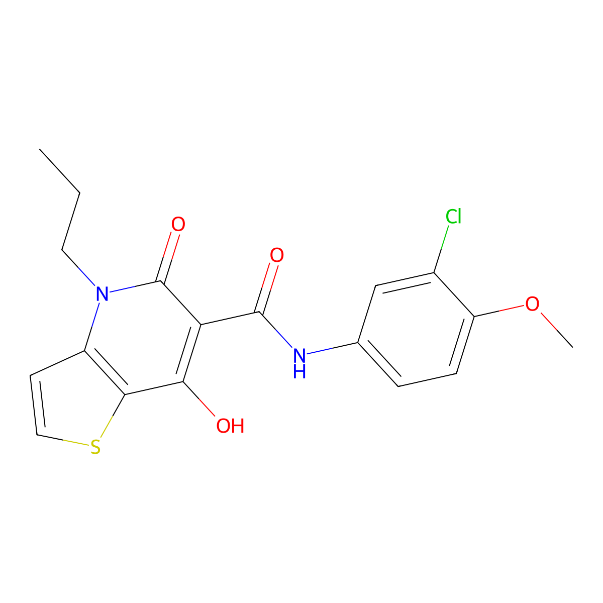 N-(3-chloro-4-methoxyphenyl)-7-hydroxy-5-oxo-4-propyl-4,5-dihydrothieno[3,2-b]pyridine-6-carboxamide molecular structure, CAS 1251705-30-2