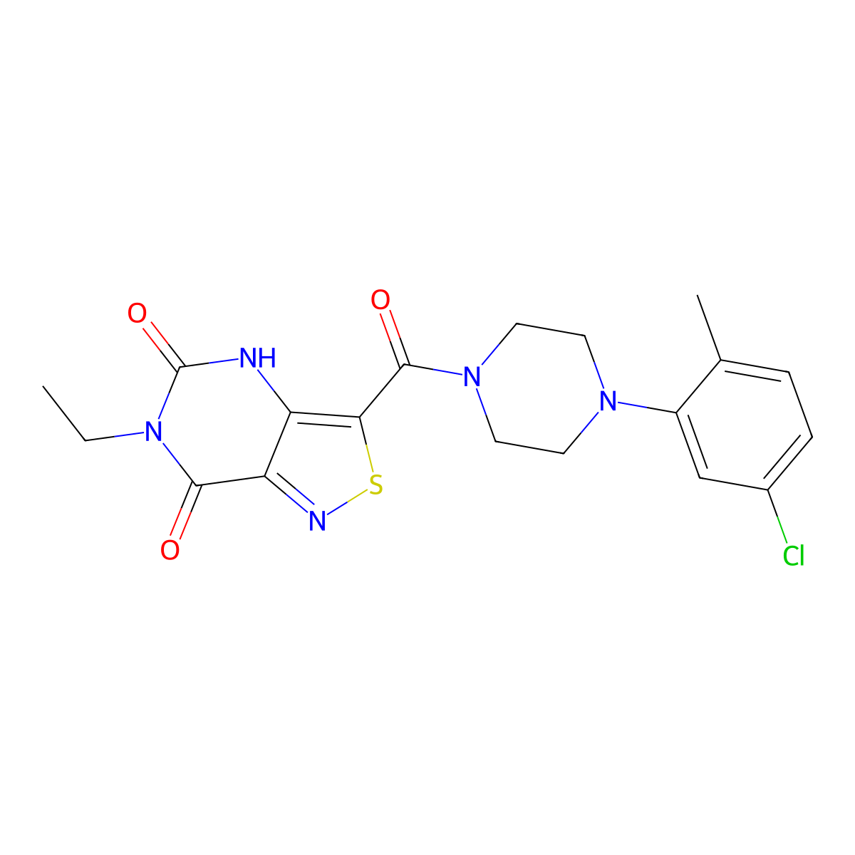 3-{[4-(5-chloro-2-methylphenyl)piperazino]carbonyl}-6-ethylisothiazolo[4,3-d]pyrimidine-5,7(4H,6H)-dione molecular structure, CAS 1251705-39-1