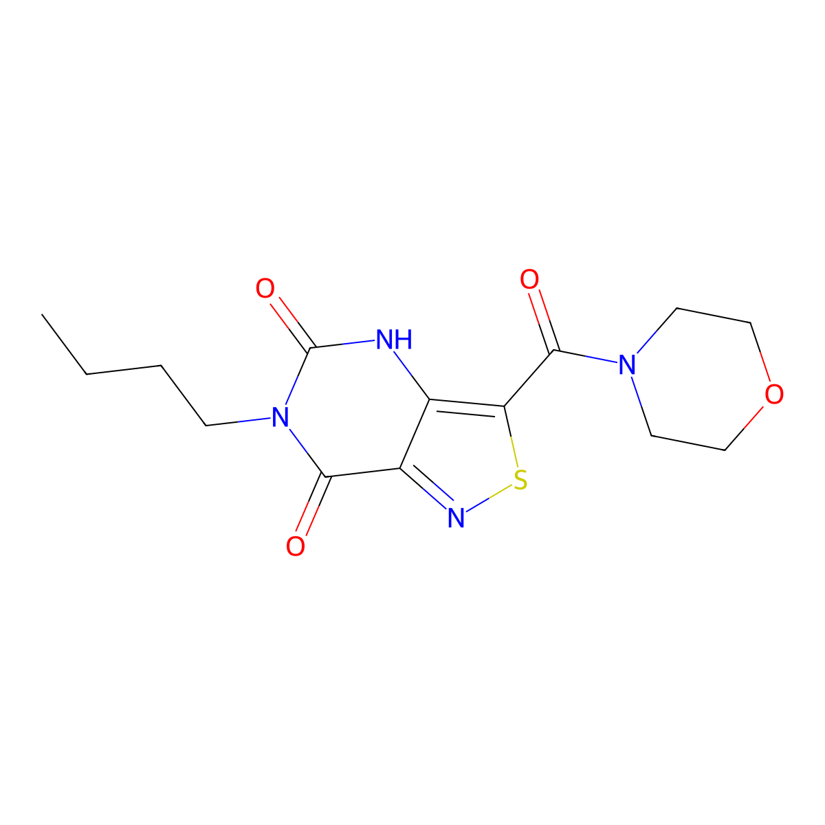 6-butyl-3-(morpholine-4-carbonyl)isothiazolo[4,3-d]pyrimidine-5,7(4H,6H)-dione molecular structure, CAS 1251705-40-4