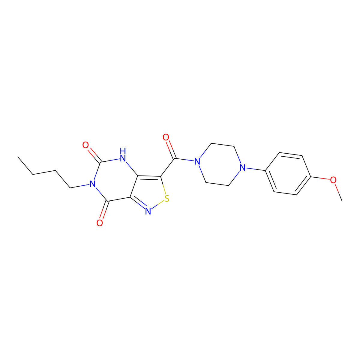6-butyl-3-[4-(4-methoxyphenyl)piperazine-1-carbonyl]-4H,5H,6H,7H-[1,2]thiazolo[4,3-d]pyrimidine-5,7-dione molecular structure, CAS 1251705-42-6