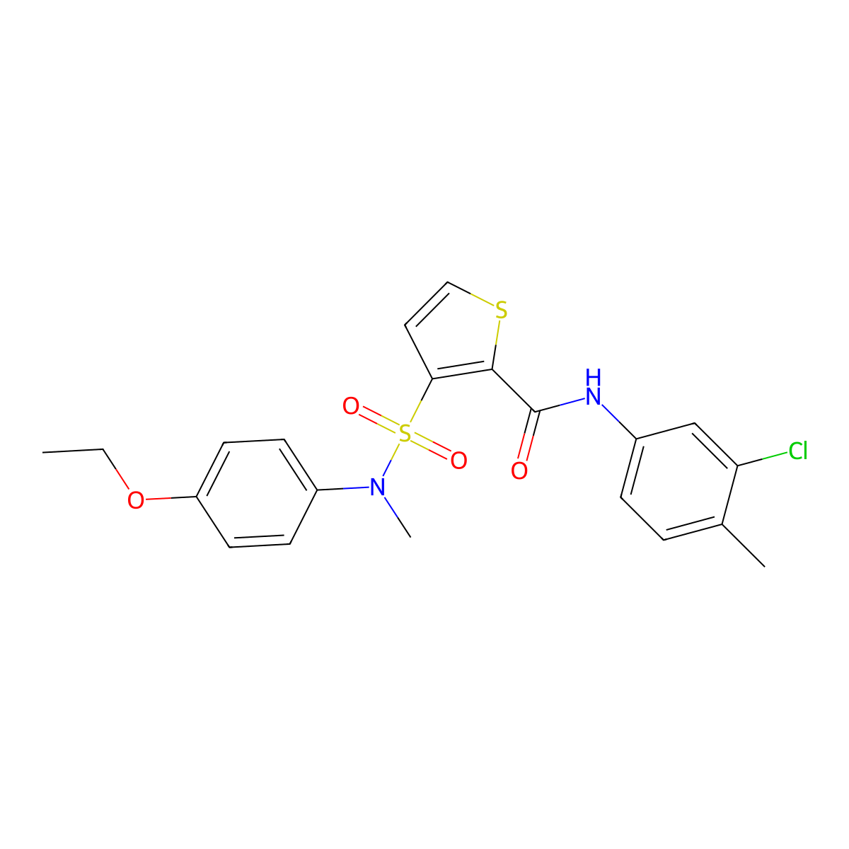 N-(3-chloro-4-methylphenyl)-3-[(4-ethoxyphenyl)(methyl)sulfamoyl]thiophene-2-carboxamide molecular structure, CAS 1251705-50-6