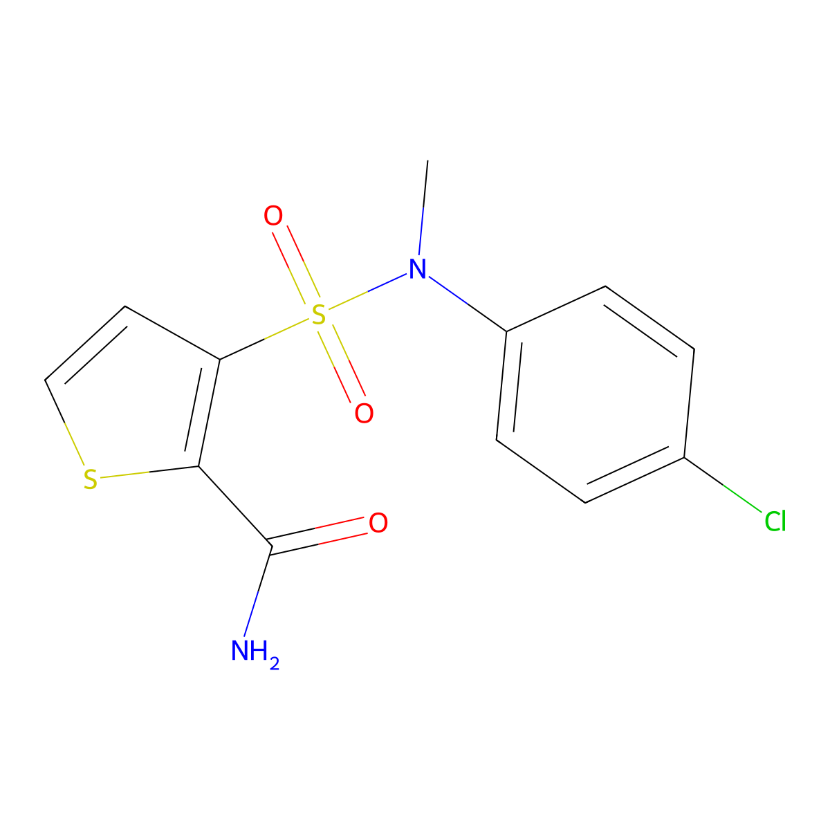 3-[(4-Chlorophenyl)(methyl)sulfamoyl]thiophene-2-carboxamide molecular structure, CAS 1251705-51-7
