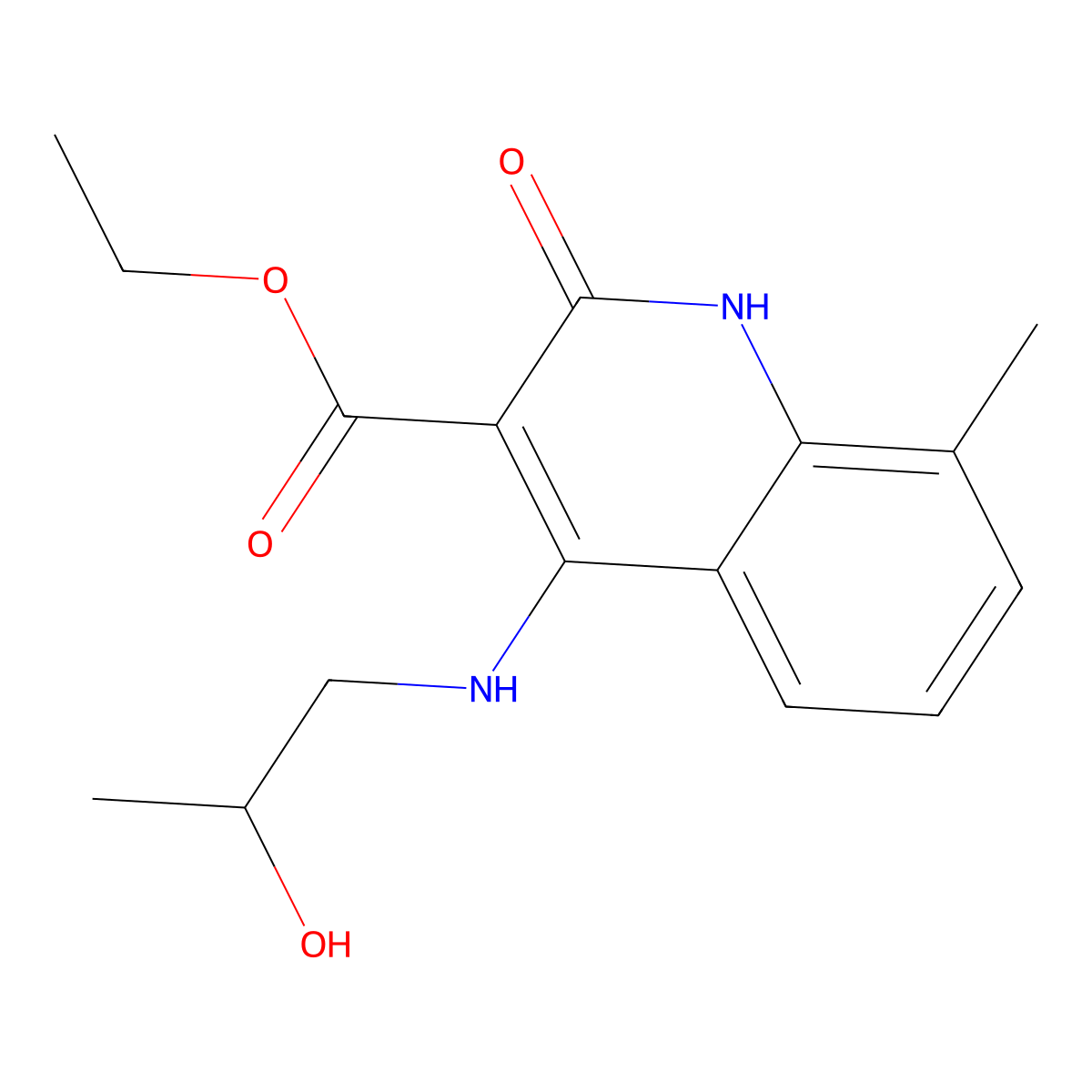 Ethyl 4-((2-hydroxypropyl)amino)-8-methyl-2-oxo-1,2-dihydroquinoline-3-carboxylate molecular structure, CAS 1251705-54-0