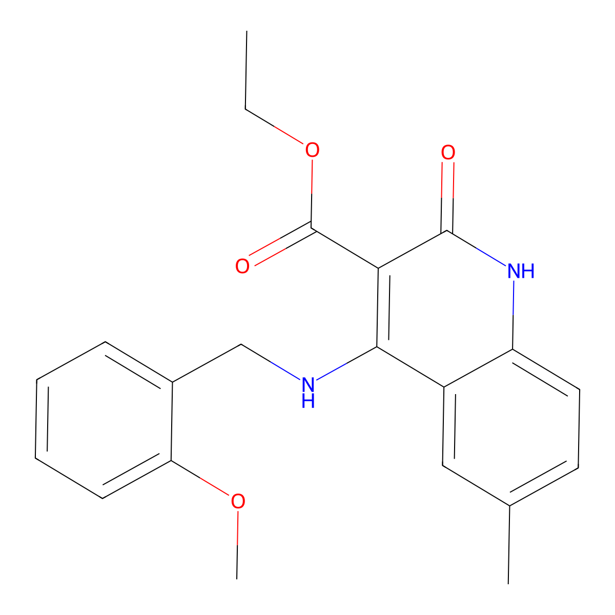 Ethyl 4-((2-methoxybenzyl)amino)-6-methyl-2-oxo-1,2-dihydroquinoline-3-carboxylate molecular structure, CAS 1251705-55-1