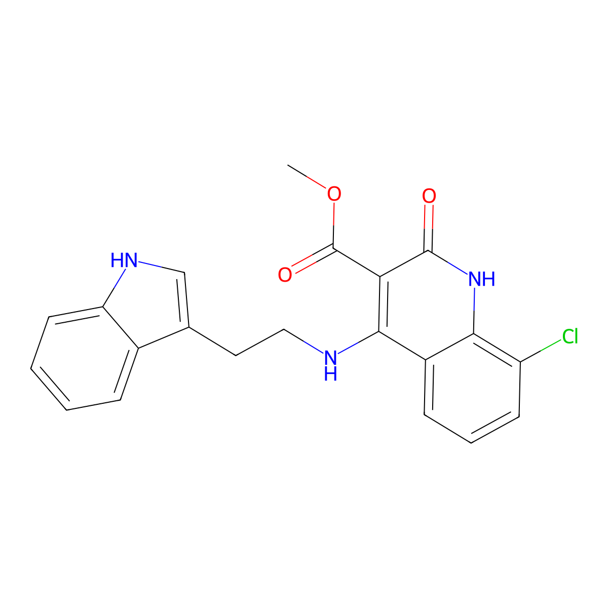 methyl 8-chloro-4-{[2-(1H-indol-3-yl)ethyl]amino}-2-oxo-1,2-dihydroquinoline-3-carboxylate molecular structure, CAS 1251705-58-4