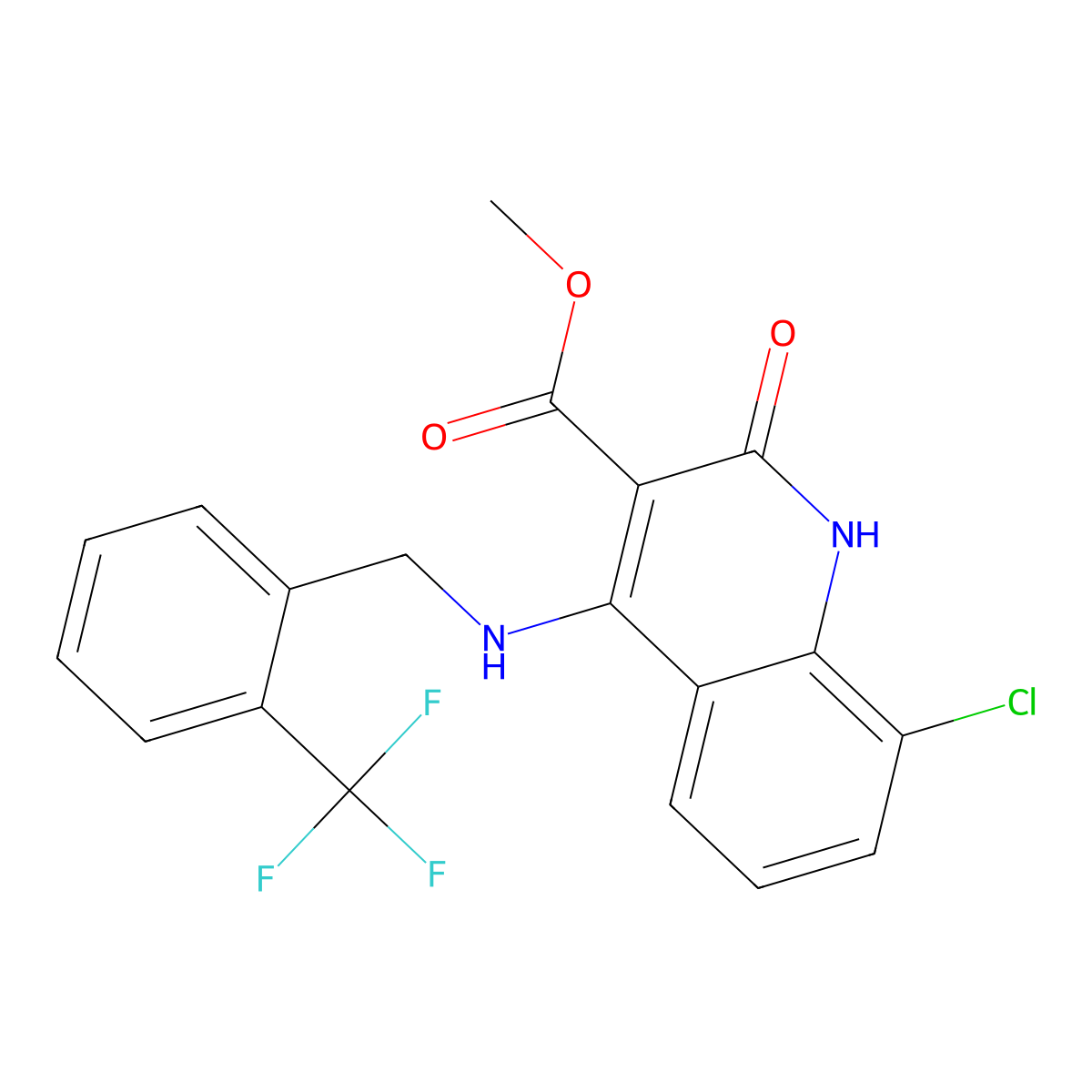 Methyl 8-chloro-2-oxo-4-((2-(trifluoromethyl)benzyl)amino)-1,2-dihydroquinoline-3-carboxylate molecular structure, CAS 1251705-59-5