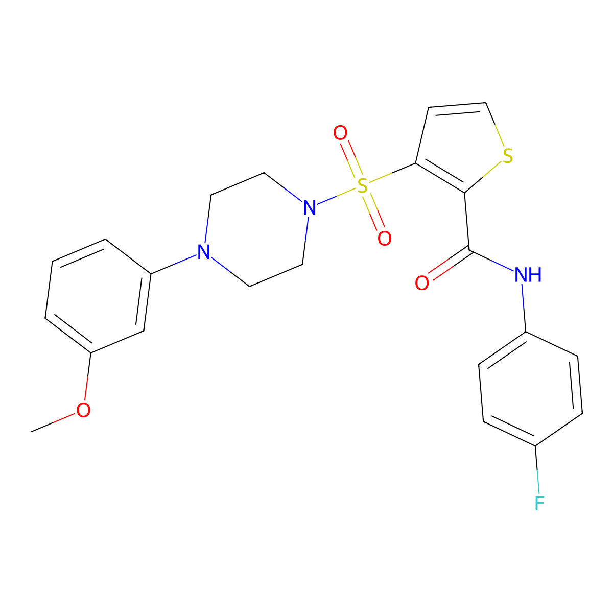 N-(4-fluorophenyl)-3-{[4-(3-methoxyphenyl)piperazin-1-yl]sulfonyl}thiophene-2-carboxamide molecular structure, CAS 1251705-61-9