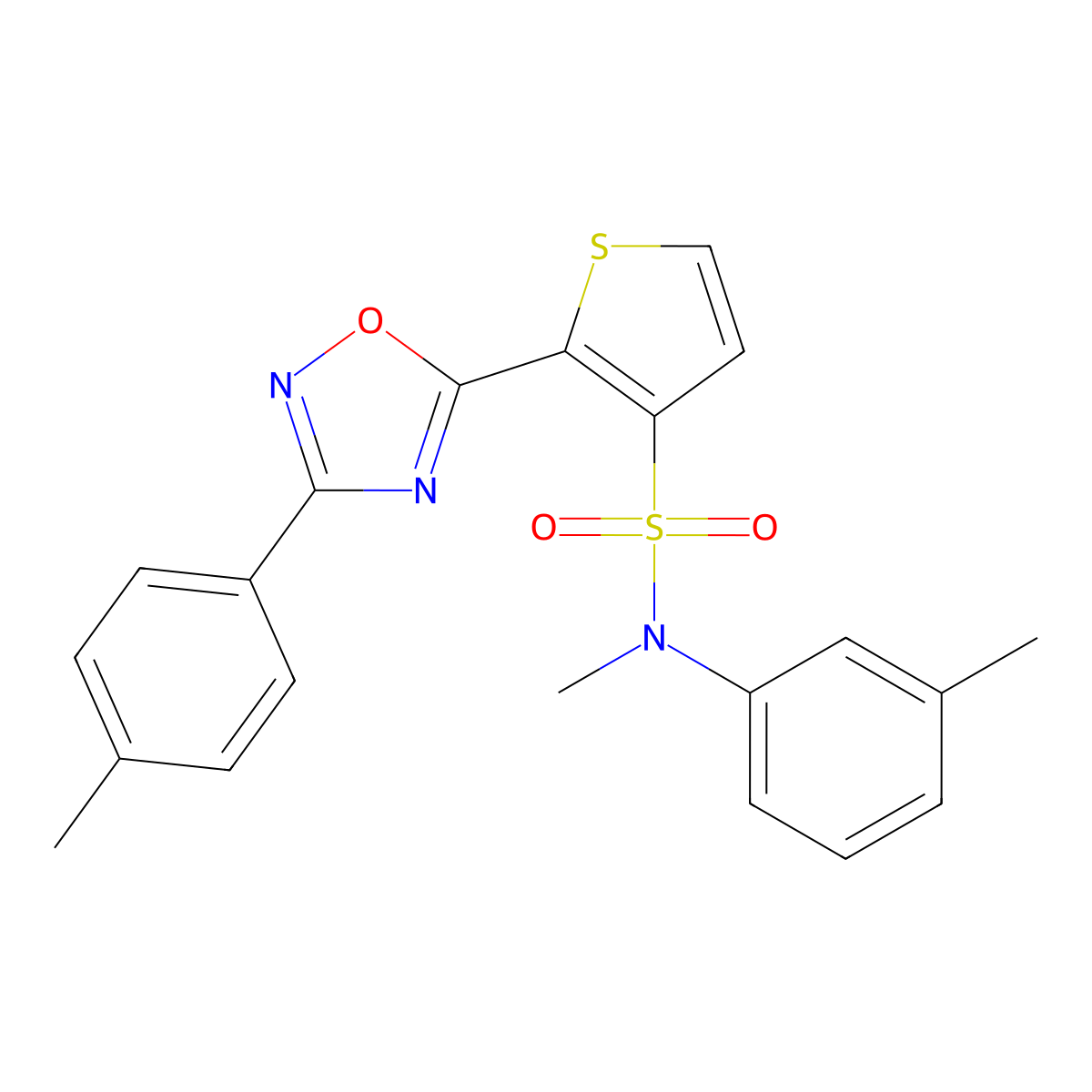 N-methyl-N-(3-methylphenyl)-2-[3-(4-methylphenyl)-1,2,4-oxadiazol-5-yl]thiophene-3-sulfonamide molecular structure, CAS 1251705-63-1