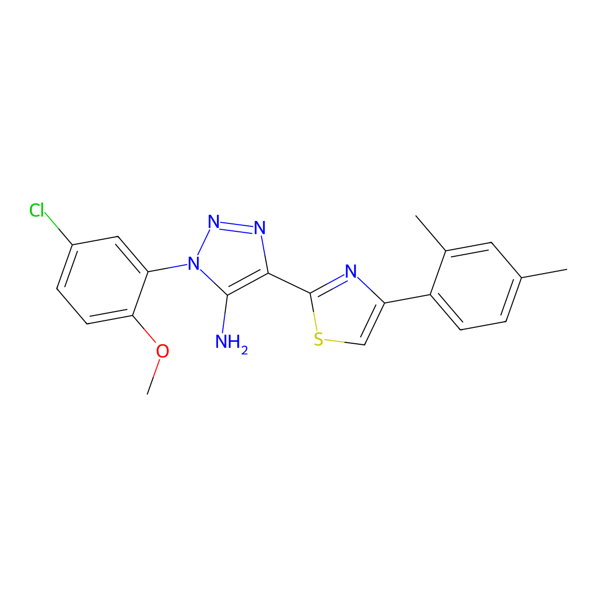 1-(5-chloro-2-methoxyphenyl)-4-[4-(2,4-dimethylphenyl)-1,3-thiazol-2-yl]-1H-1,2,3-triazol-5-amine molecular structure, CAS 1251705-67-5
