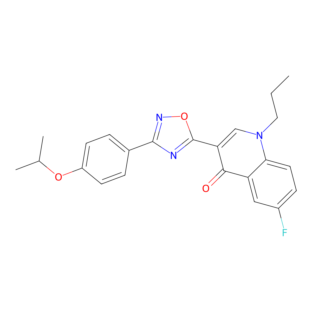 6-fluoro-3-(3-(4-isopropoxyphenyl)-1,2,4-oxadiazol-5-yl)-1-propylquinolin-4(1H)-one molecular structure, CAS 1251705-70-0