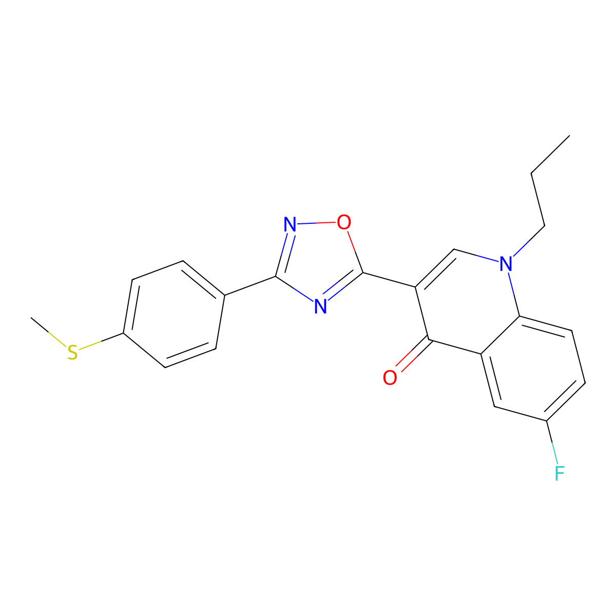 6-fluoro-3-(3-(4-(methylthio)phenyl)-1,2,4-oxadiazol-5-yl)-1-propylquinolin-4(1H)-one molecular structure, CAS 1251705-71-1