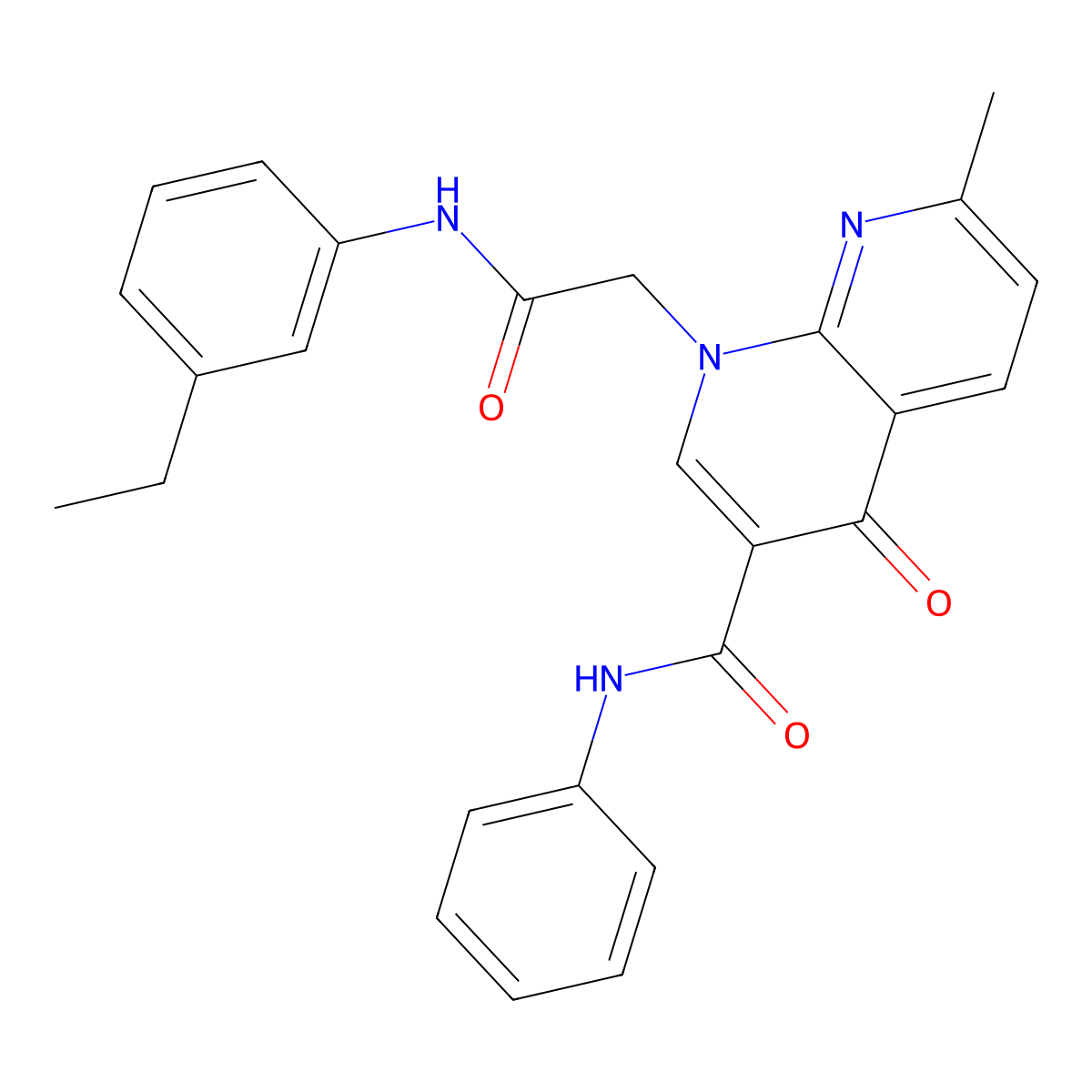 1-(2-((3-ethylphenyl)amino)-2-oxoethyl)-7-methyl-4-oxo-N-phenyl-1,4-dihydro-1,8-naphthyridine-3-carboxamide molecular structure, CAS 1251705-72-2