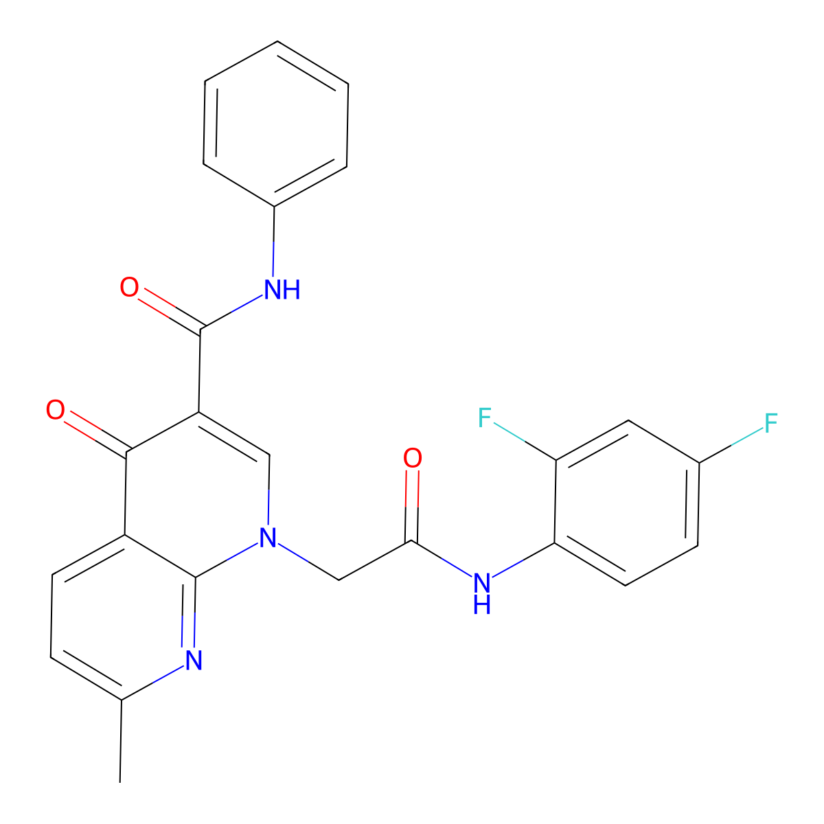 1-(2-((2,4-difluorophenyl)amino)-2-oxoethyl)-7-methyl-4-oxo-N-phenyl-1,4-dihydro-1,8-naphthyridine-3-carboxamide molecular structure, CAS 1251705-73-3