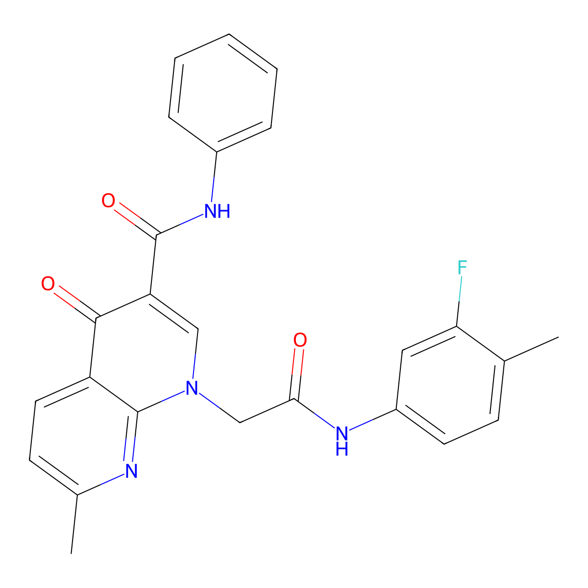1-(2-((3-fluoro-4-methylphenyl)amino)-2-oxoethyl)-7-methyl-4-oxo-N-phenyl-1,4-dihydro-1,8-naphthyridine-3-carboxamide molecular structure, CAS 1251705-74-4