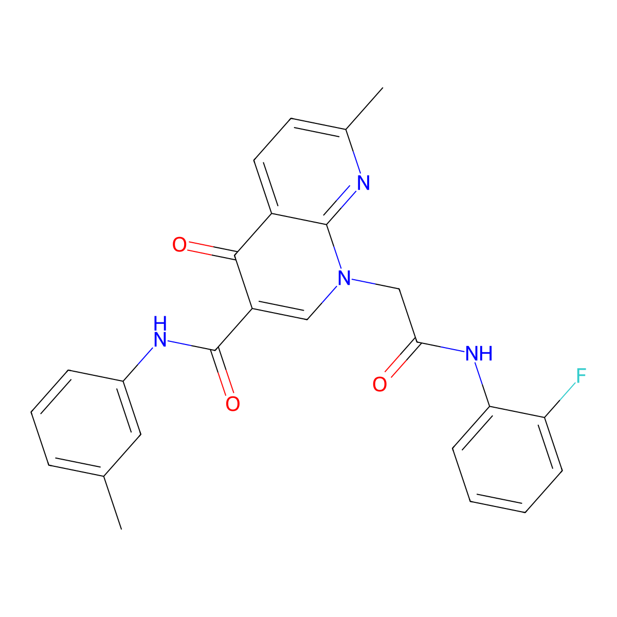 1-{[(2-fluorophenyl)carbamoyl]methyl}-7-methyl-N-(3-methylphenyl)-4-oxo-1,4-dihydro-1,8-naphthyridine-3-carboxamide molecular structure, CAS 1251705-76-6