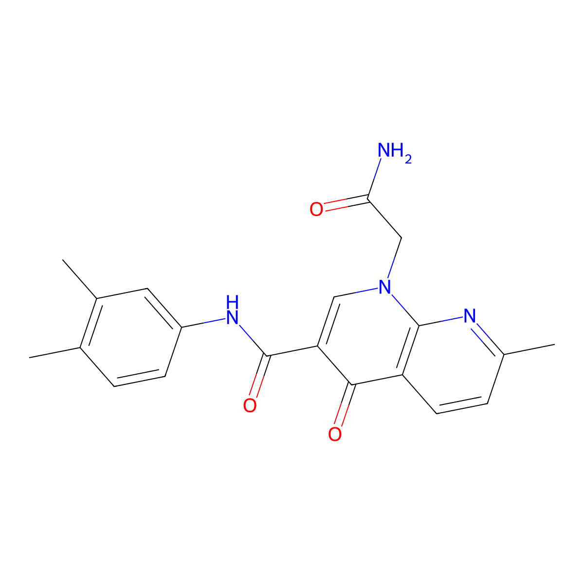 1-(2-amino-2-oxoethyl)-N-(3,4-dimethylphenyl)-7-methyl-4-oxo-1,4-dihydro-1,8-naphthyridine-3-carboxamide molecular structure, CAS 1251705-77-7