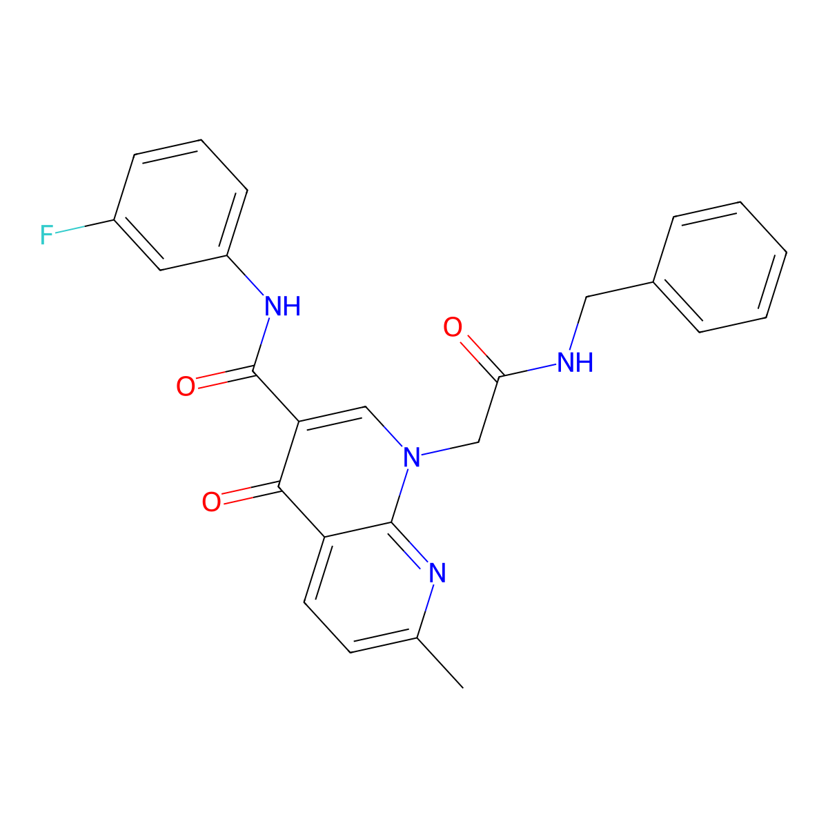 1-(2-(benzylamino)-2-oxoethyl)-N-(3-fluorophenyl)-7-methyl-4-oxo-1,4-dihydro-1,8-naphthyridine-3-carboxamide molecular structure, CAS 1251705-78-8