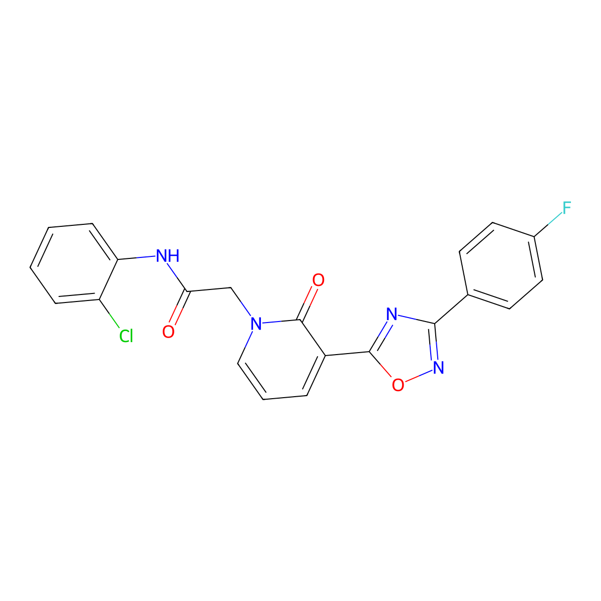 N-(2-chlorophenyl)-2-(3-(3-(4-fluorophenyl)-1,2,4-oxadiazol-5-yl)-2-oxopyridin-1(2H)-yl)acetamide molecular structure, CAS 1251705-85-7