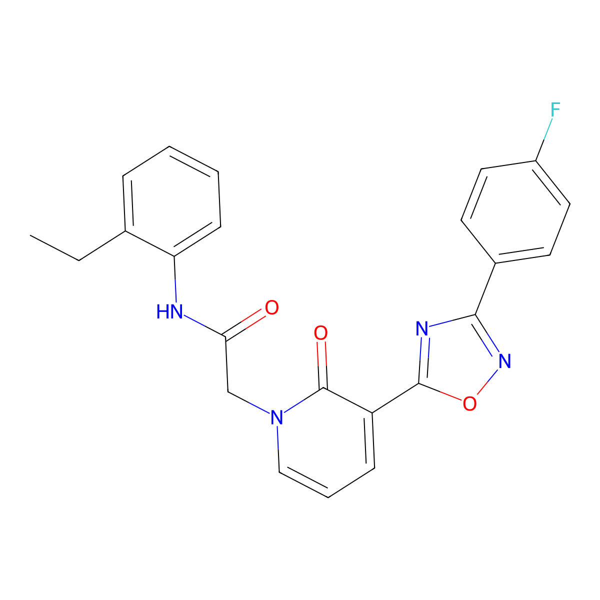 N-(2-ethylphenyl)-2-(3-(3-(4-fluorophenyl)-1,2,4-oxadiazol-5-yl)-2-oxopyridin-1(2H)-yl)acetamide molecular structure, CAS 1251705-87-9