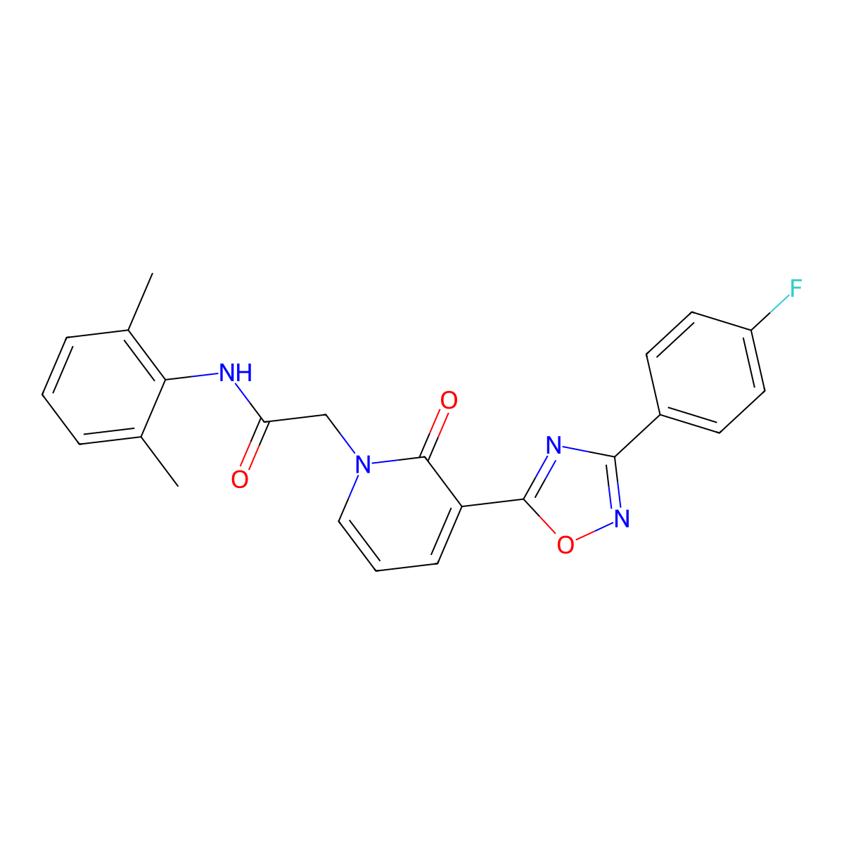 N-(2,6-dimethylphenyl)-2-(3-(3-(4-fluorophenyl)-1,2,4-oxadiazol-5-yl)-2-oxopyridin-1(2H)-yl)acetamide molecular structure, CAS 1251705-90-4