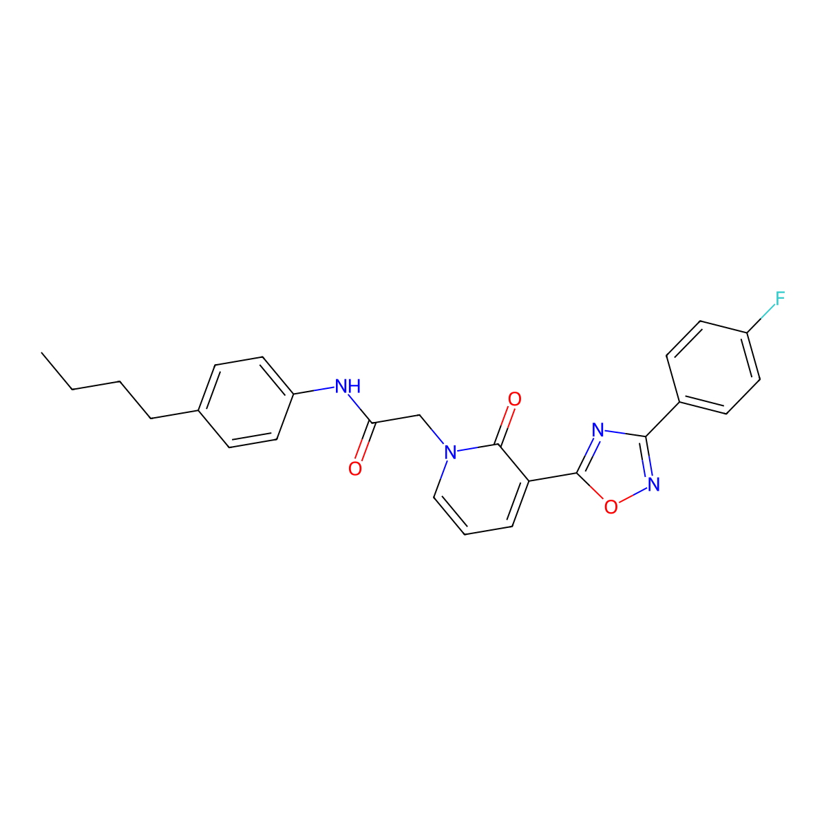 N-(4-butylphenyl)-2-(3-(3-(4-fluorophenyl)-1,2,4-oxadiazol-5-yl)-2-oxopyridin-1(2H)-yl)acetamide molecular structure, CAS 1251705-91-5
