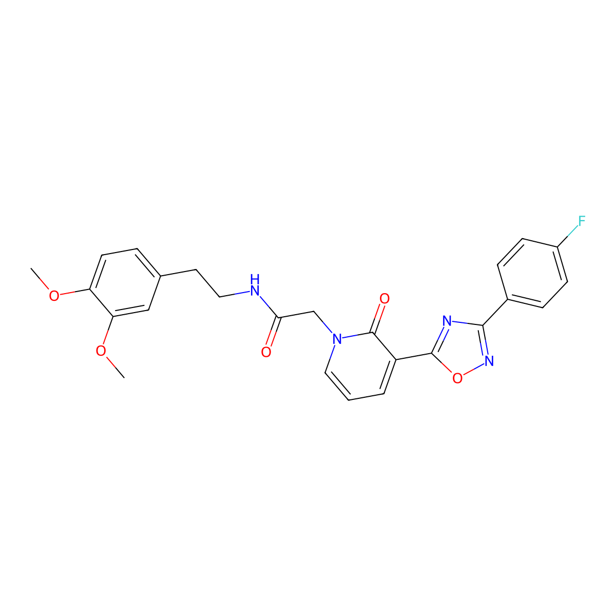 N-[2-(3,4-dimethoxyphenyl)ethyl]-2-[3-[3-(4-fluorophenyl)-1,2,4-oxadiazol-5-yl]-2-oxopyridin-1(2H)-yl]acetamide molecular structure, CAS 1251705-92-6