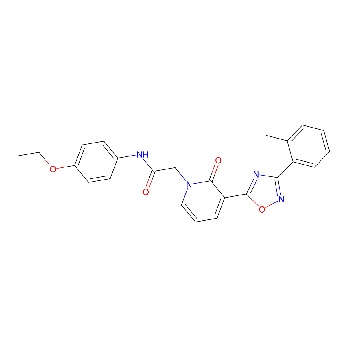 N-(4-ethoxyphenyl)-2-{3-[3-(2-methylphenyl)-1,2,4-oxadiazol-5-yl]-2-oxo-1,2-dihydropyridin-1-yl}acetamide molecular structure, CAS 1251705-95-9