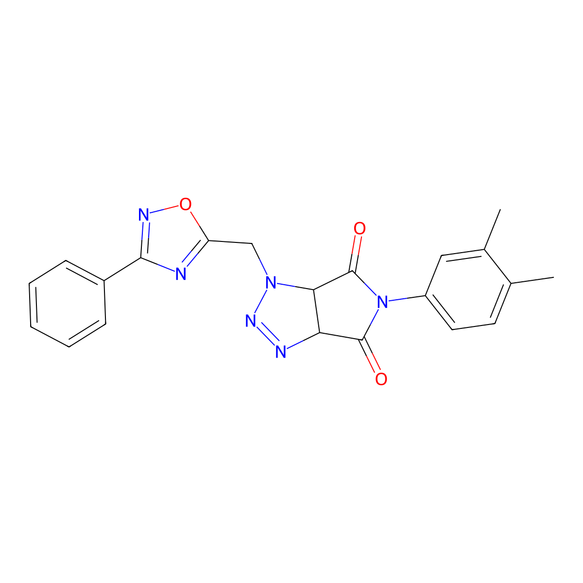 5-(3,4-dimethylphenyl)-1-((3-phenyl-1,2,4-oxadiazol-5-yl)methyl)-1,6a-dihydropyrrolo[3,4-d][1,2,3]triazole-4,6(3aH,5H)-dione molecular structure, CAS 1251705-96-0
