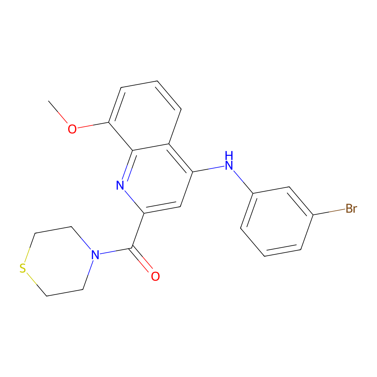 (4-((3-Bromophenyl)amino)-8-methoxyquinolin-2-yl)(thiomorpholino)methanone molecular structure, CAS 1251706-09-8