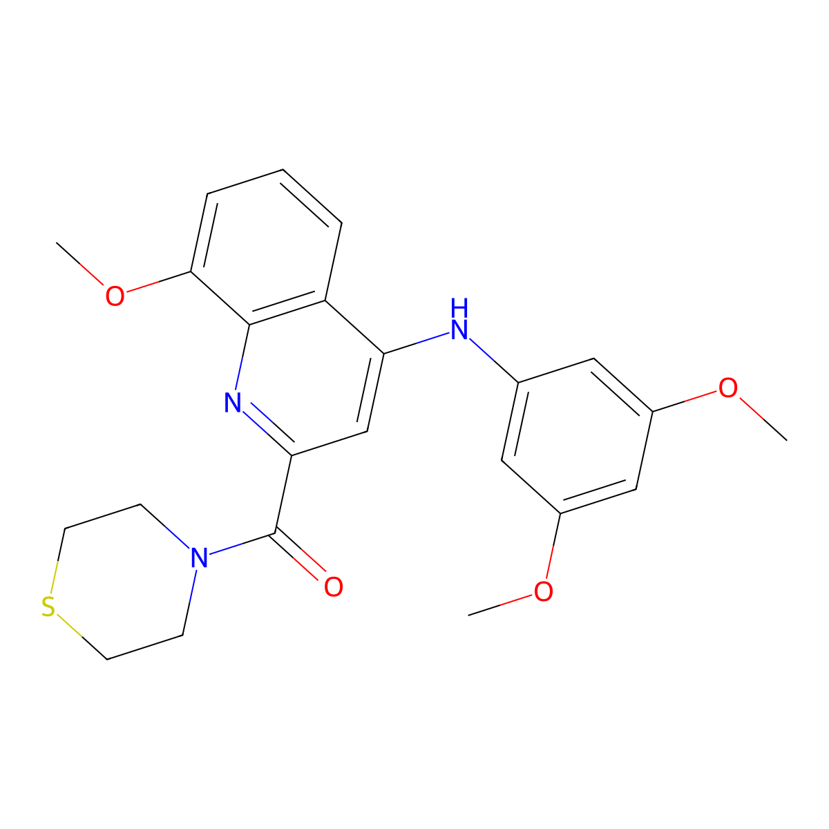 (4-((3,5-Dimethoxyphenyl)amino)-8-methoxyquinolin-2-yl)(thiomorpholino)methanone molecular structure, CAS 1251706-11-2